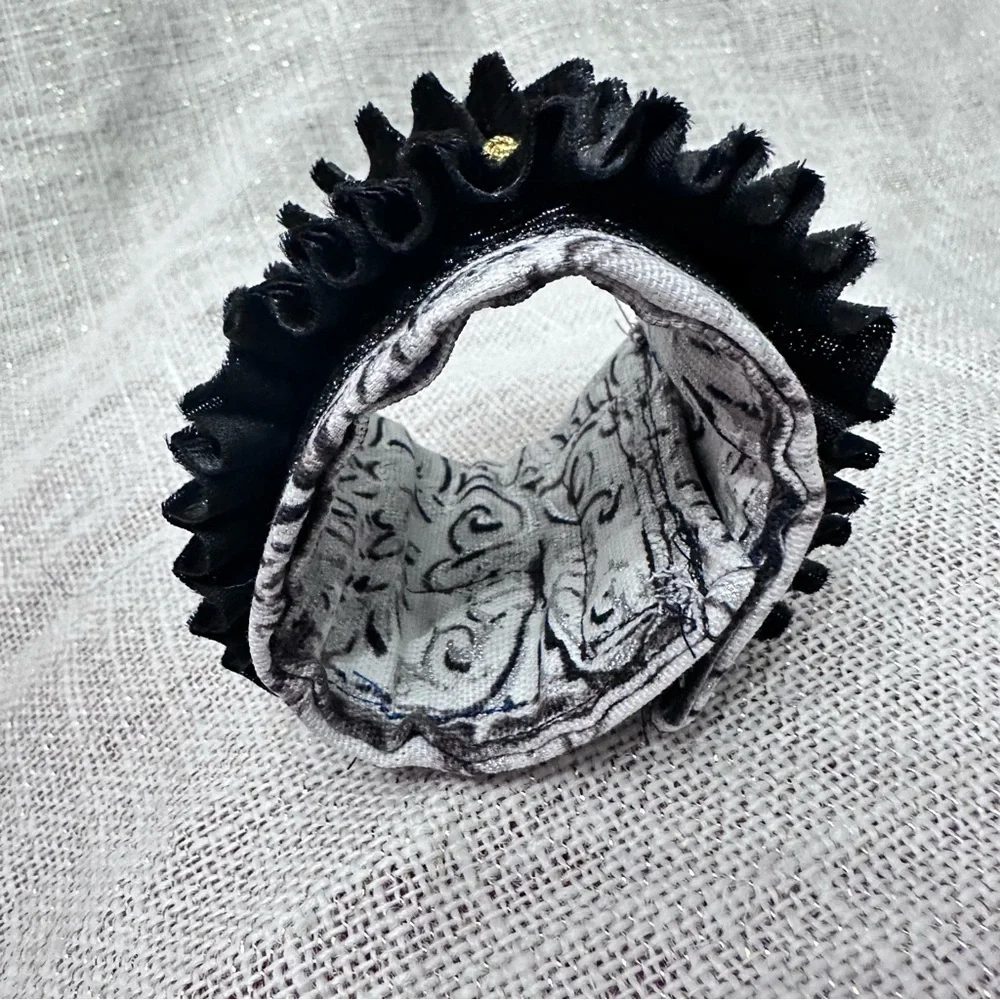 RUBYRUDI Cuff Bracelet Handcrafted OOAK Fabric Embellished Artisan Wearable Art